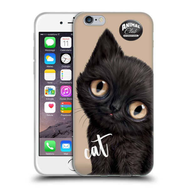 Animal Club International Faces Black Cat Soft Gel Case for Apple iPhone 6 / iPhone 6s