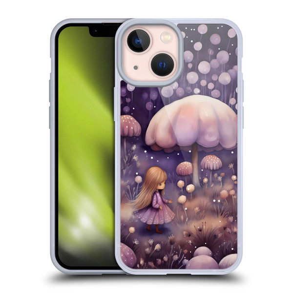 Haroulita Whimsical Girl And Mushroom Soft Gel Case for Apple iPhone 13 Mini
