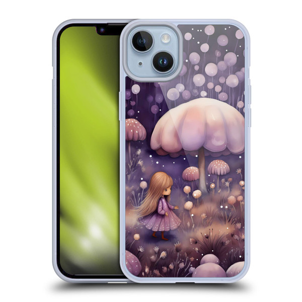 Haroulita Whimsical Girl And Mushroom Soft Gel Case for Apple iPhone 14 Plus
