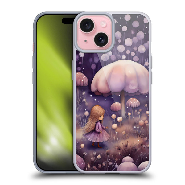 Haroulita Whimsical Girl And Mushroom Soft Gel Case for Apple iPhone 15