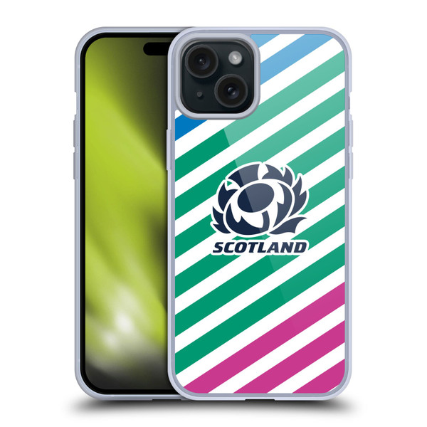 Scotland Rugby Graphics Lines Soft Gel Case for Apple iPhone 15 Plus