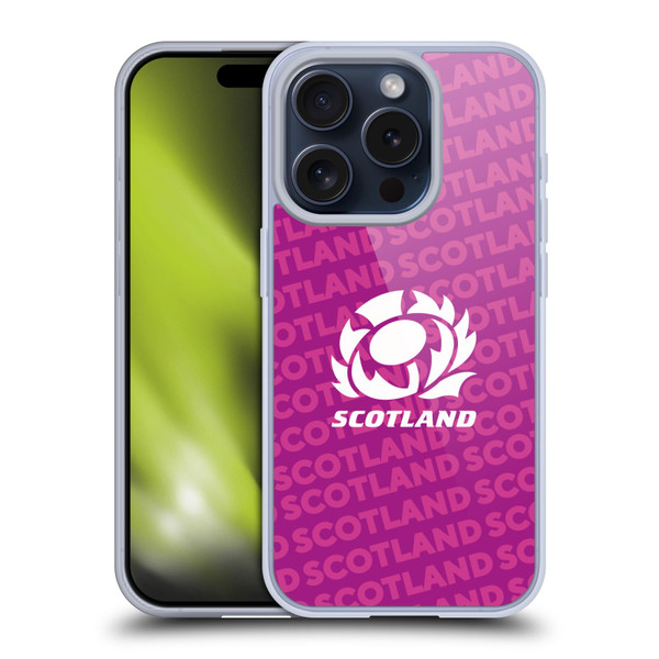 Scotland Rugby Graphics Logo Purple Soft Gel Case for Apple iPhone 15 Pro
