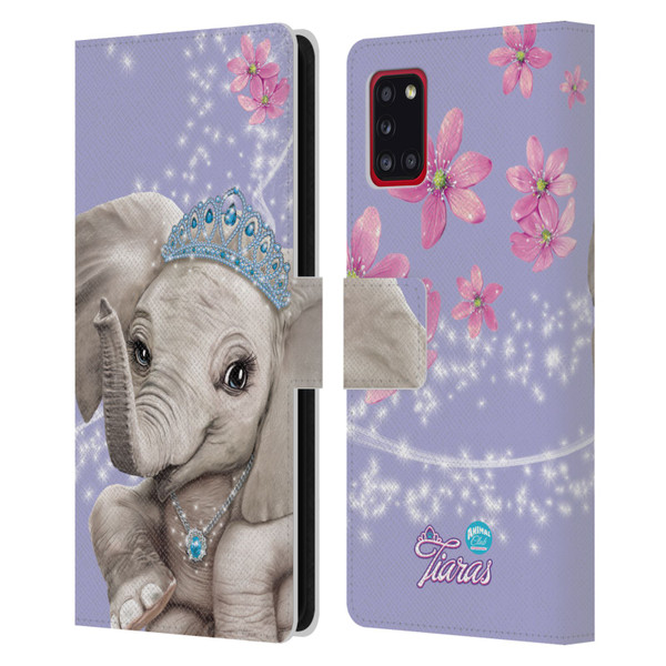 Animal Club International Royal Faces Elephant Leather Book Wallet Case Cover For Samsung Galaxy A31 (2020)