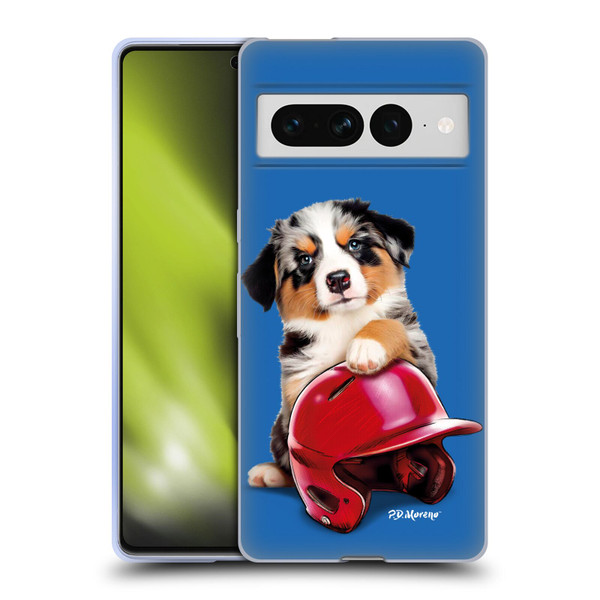 P.D. Moreno Sport Puppies Australian Shepherd Helmet Soft Gel Case for Google Pixel 7 Pro