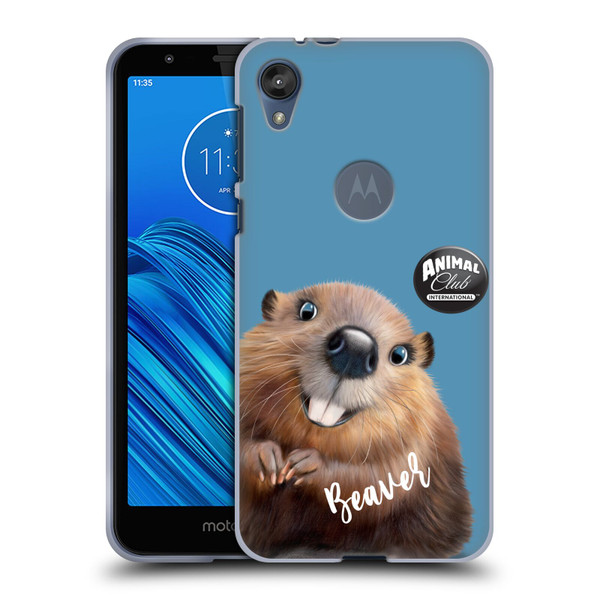 Animal Club International Faces Beaver Soft Gel Case for Motorola Moto E6