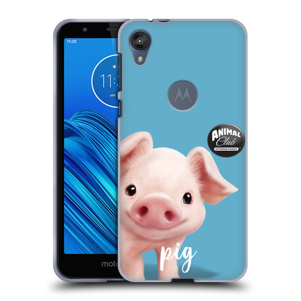 Animal Club International Faces Pig Soft Gel Case for Motorola Moto E6