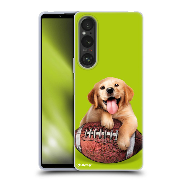 P.D. Moreno Sport Puppies Golden Retriever Football Soft Gel Case for Sony Xperia 1 V 5G