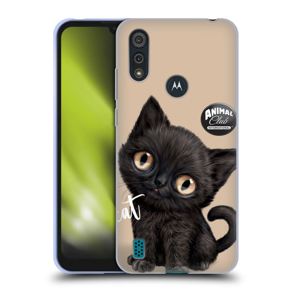 Animal Club International Faces Black Cat Soft Gel Case for Motorola Moto E6s (2020)