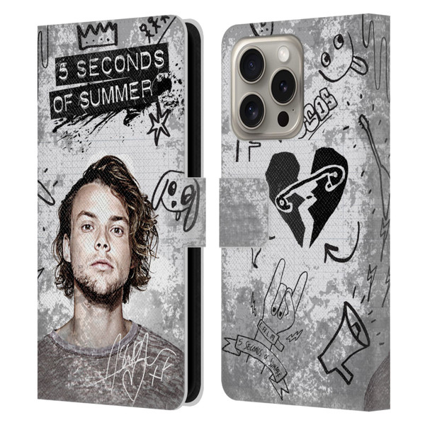 5 Seconds of Summer Solos Vandal Ashton Leather Book Wallet Case Cover For Apple iPhone 16 Pro