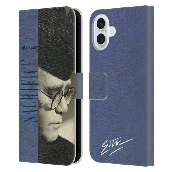 Elton John Artwork Sacrifice Single Leather Book Wallet Case Cover For Apple iPhone 16 Plus