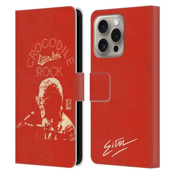 Elton John Artwork Crocodile Rock Single Leather Book Wallet Case Cover For Apple iPhone 16 Pro