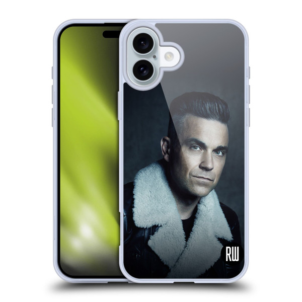 Robbie Williams Calendar Leather Jacket Soft Gel Case for Apple iPhone 16 Plus
