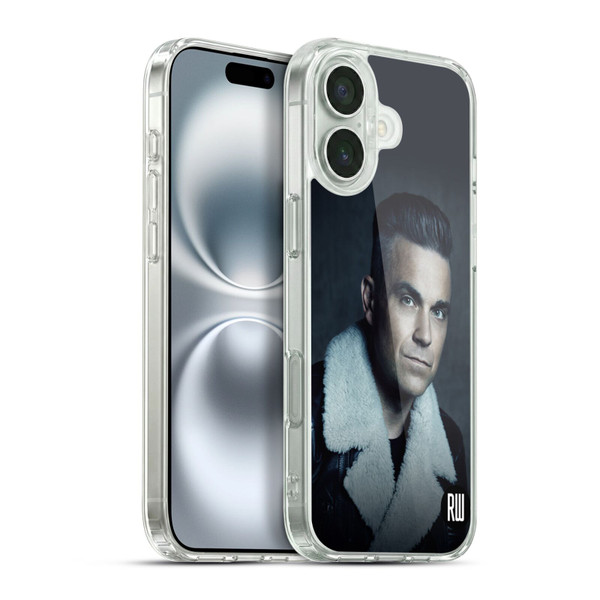 Robbie Williams Calendar Leather Jacket Soft Gel Case for Apple iPhone 16 Plus & MagSafe