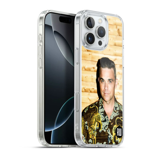 Robbie Williams Calendar Tiger Print Shirt Soft Gel Case for Apple iPhone 16 Pro Max & MagSafe