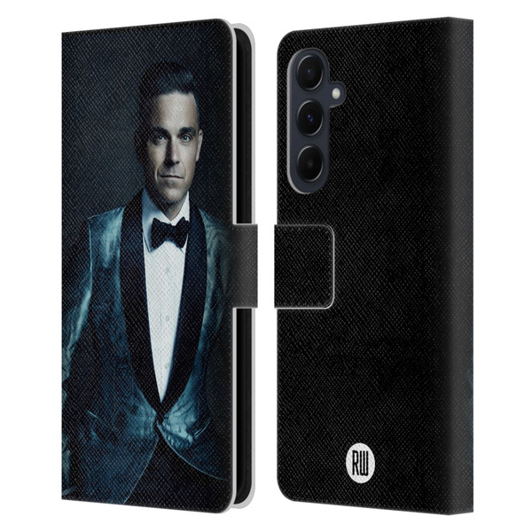 Robbie Williams Calendar Dark Background Leather Book Wallet Case Cover For Samsung Galaxy A55 5G
