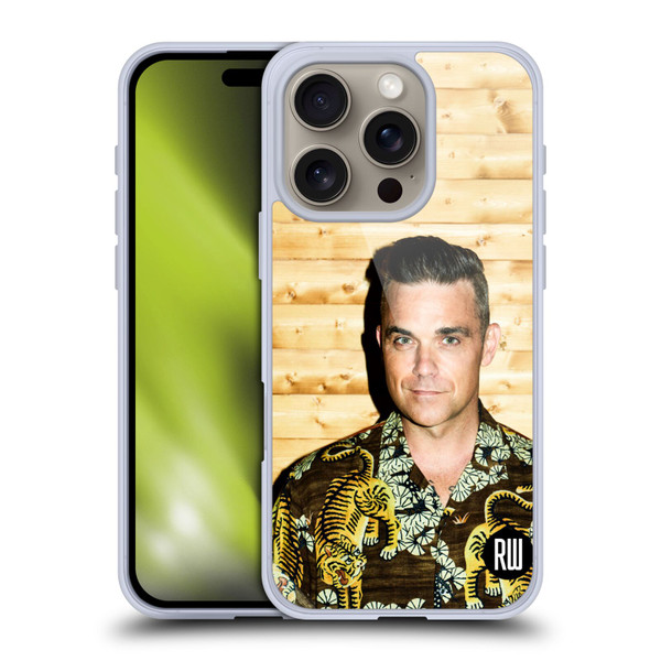 Robbie Williams Calendar Tiger Print Shirt Soft Gel Case for Apple iPhone 16 Pro