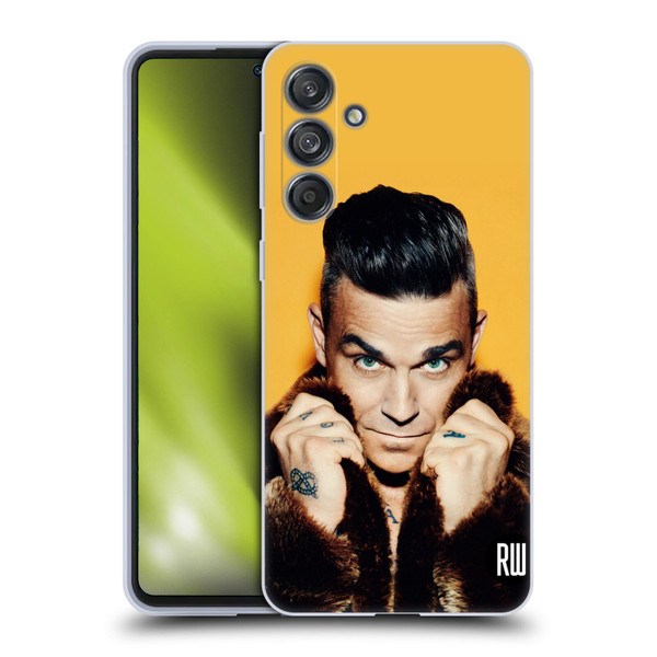 Robbie Williams Calendar Fur Coat Soft Gel Case for Samsung Galaxy M55 5G