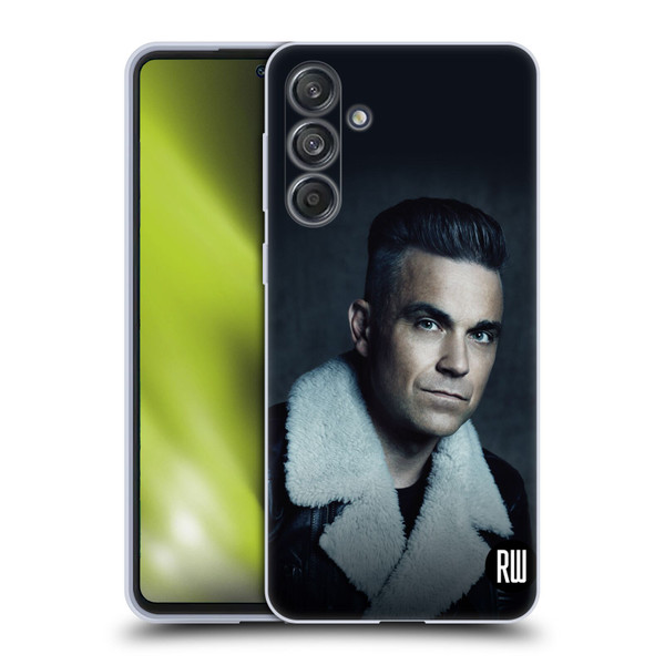 Robbie Williams Calendar Leather Jacket Soft Gel Case for Samsung Galaxy M55 5G