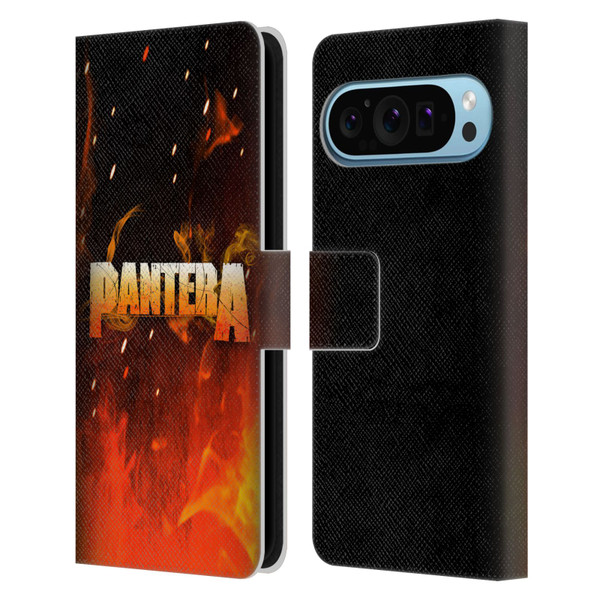 Pantera Art Fire Leather Book Wallet Case Cover For Google Pixel 9 / Pixel 9 Pro