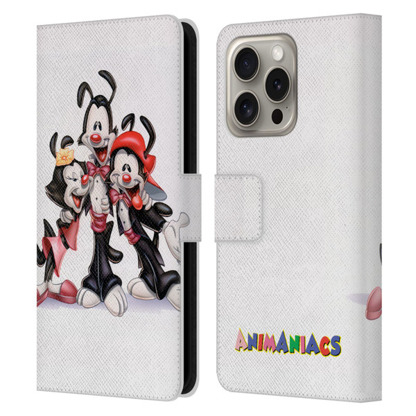Animaniacs Graphics Formal Leather Book Wallet Case Cover For Apple iPhone 16 Pro