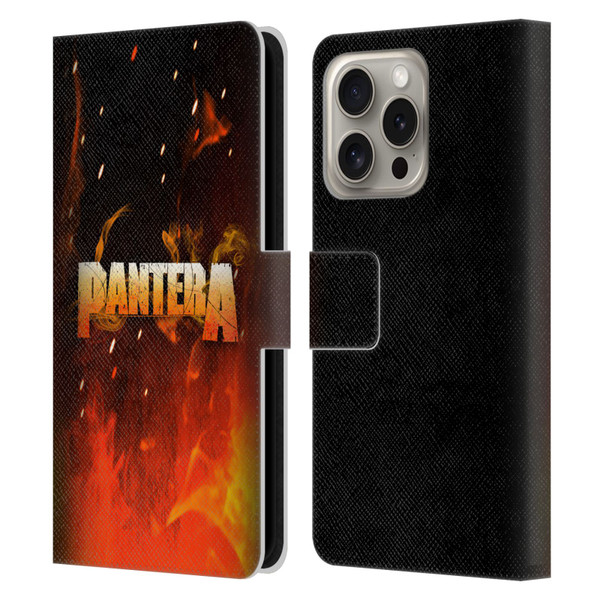 Pantera Art Fire Leather Book Wallet Case Cover For Apple iPhone 16 Pro