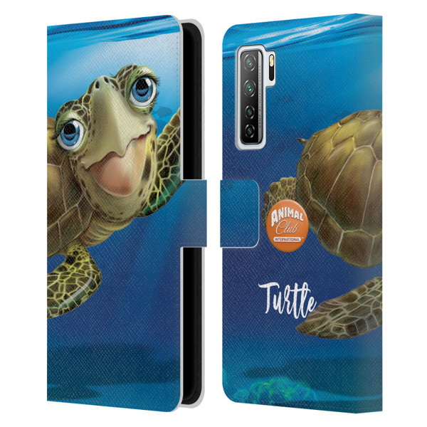 Animal Club International Underwater Sea Turtle Leather Book Wallet Case Cover For Huawei Nova 7 SE/P40 Lite 5G