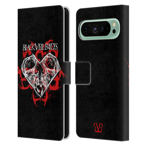 Black Veil Brides Band Art Skull Heart Leather Book Wallet Case Cover For Google Pixel 9 Pro XL