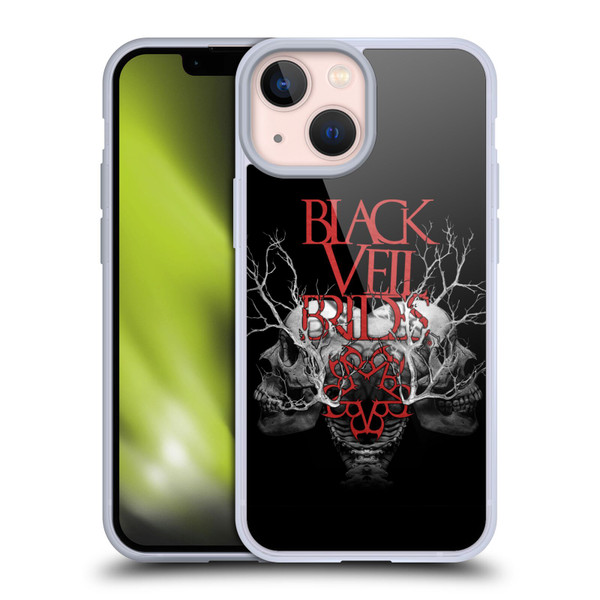 Black Veil Brides Band Art Skull Branches Soft Gel Case for Apple iPhone 13 Mini