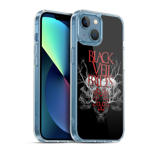 Black Veil Brides Band Art Skull Branches Soft Gel Case for Apple iPhone 13 Mini & MagSafe