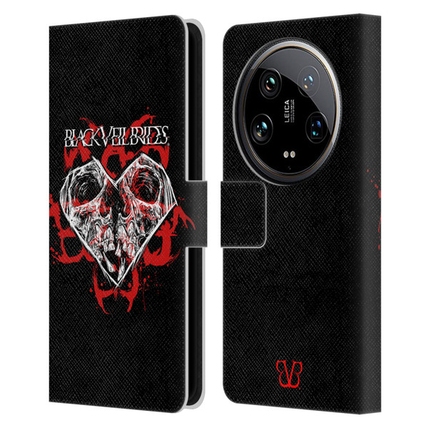 Black Veil Brides Band Art Skull Heart Leather Book Wallet Case Cover For Xiaomi 14 Ultra