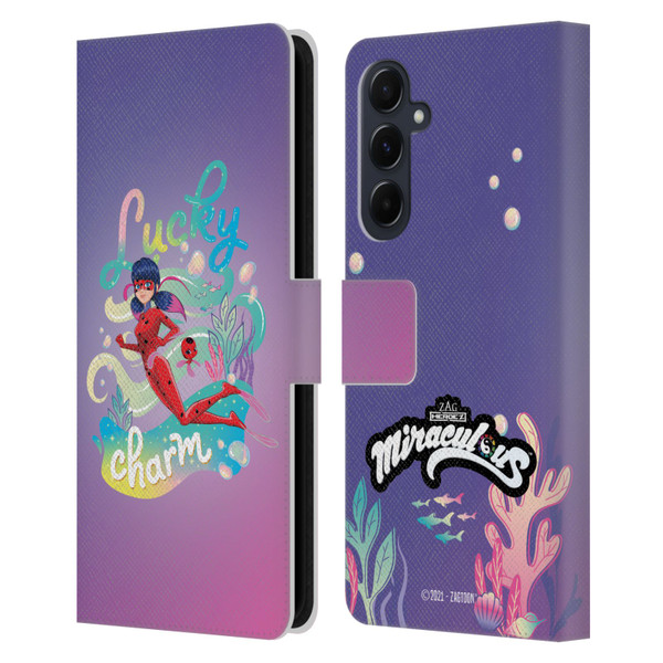 Miraculous Tales of Ladybug & Cat Noir Aqua Ladybug Lucky Charm Leather Book Wallet Case Cover For Samsung Galaxy A55 5G