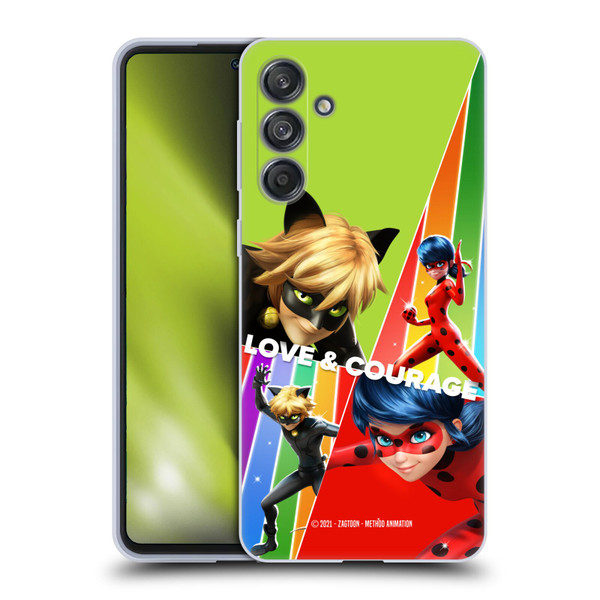 Miraculous Tales of Ladybug & Cat Noir Graphics Love & Courage Soft Gel Case for Samsung Galaxy M55 5G