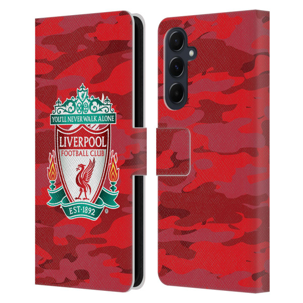 Liverpool Football Club Camou Home Colourways Crest Leather Book Wallet Case Cover For Samsung Galaxy A55 5G