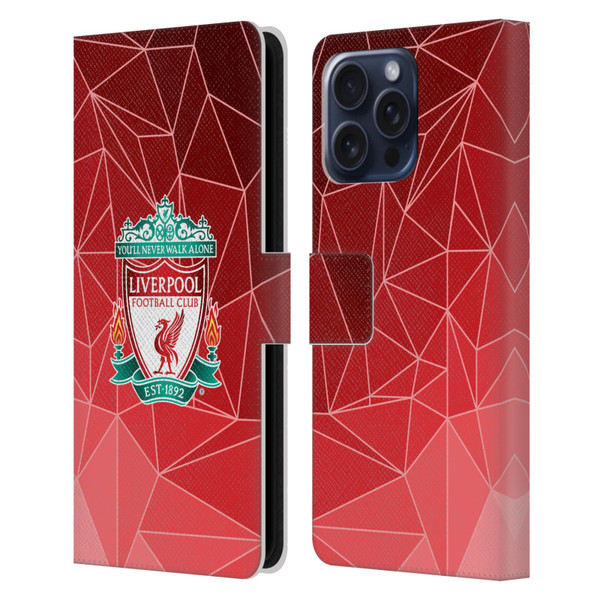 Liverpool Football Club Crest & Liverbird 2 Geometric Leather Book Wallet Case Cover For Apple iPhone 16 Pro Max