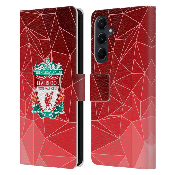 Liverpool Football Club Crest & Liverbird 2 Geometric Leather Book Wallet Case Cover For Samsung Galaxy A55 5G