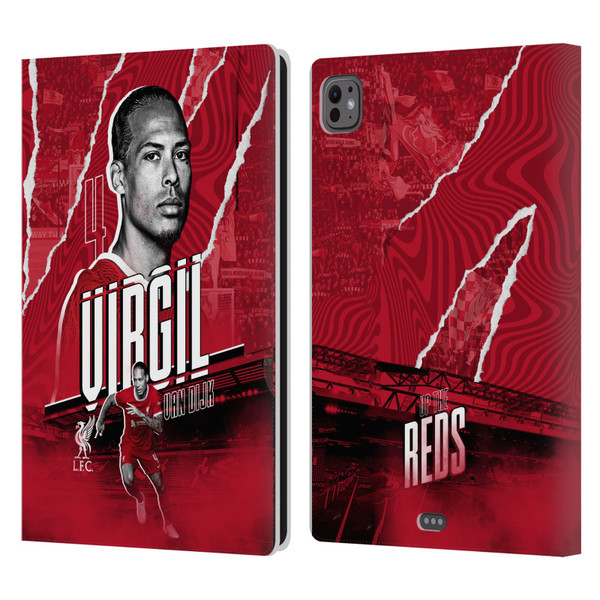 Liverpool Football Club 2023/24 First Team Virgil van Dijk Leather Book Wallet Case Cover For Apple iPad Pro 11 M4 2024