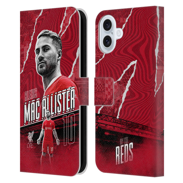 Liverpool Football Club 2023/24 First Team Alexis Mac Allister Leather Book Wallet Case Cover For Apple iPhone 16 Plus