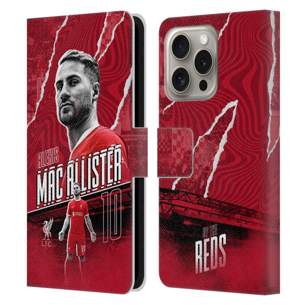 Liverpool Football Club 2023/24 First Team Alexis Mac Allister Leather Book Wallet Case Cover For Apple iPhone 16 Pro