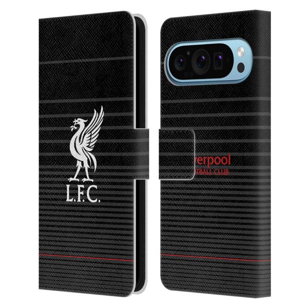 Liverpool Football Club Liver Bird White On Black Kit Leather Book Wallet Case Cover For Google Pixel 9 / Pixel 9 Pro