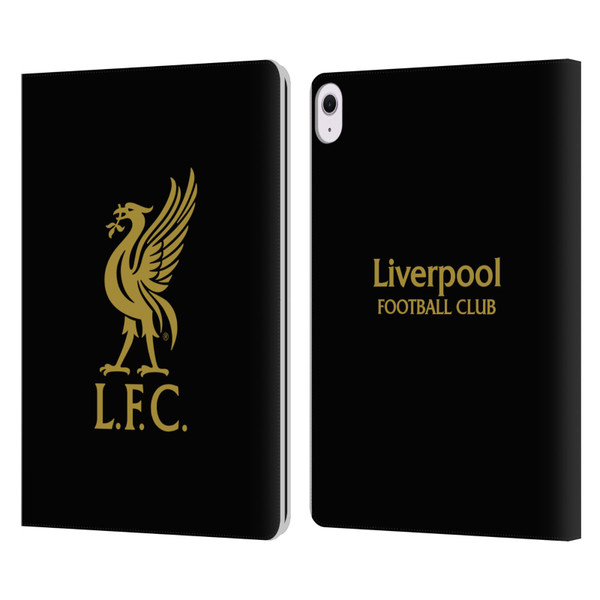 Liverpool Football Club Liver Bird Gold Logo On Black Leather Book Wallet Case Cover For Apple iPad Air 13 2024