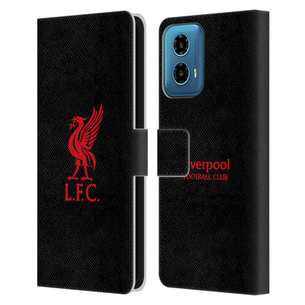 Liverpool Football Club Liver Bird Red Logo On Black Leather Book Wallet Case Cover For Motorola Moto G34 5G