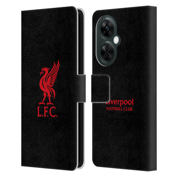 Liverpool Football Club Liver Bird Red Logo On Black Leather Book Wallet Case Cover For OnePlus Nord CE 3 Lite 5G