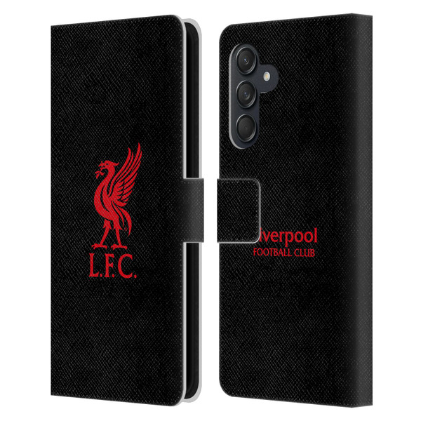 Liverpool Football Club Liver Bird Red Logo On Black Leather Book Wallet Case Cover For Samsung Galaxy M55 5G