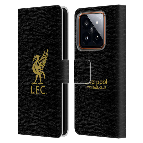 Liverpool Football Club Liver Bird Gold Logo On Black Leather Book Wallet Case Cover For Xiaomi 14