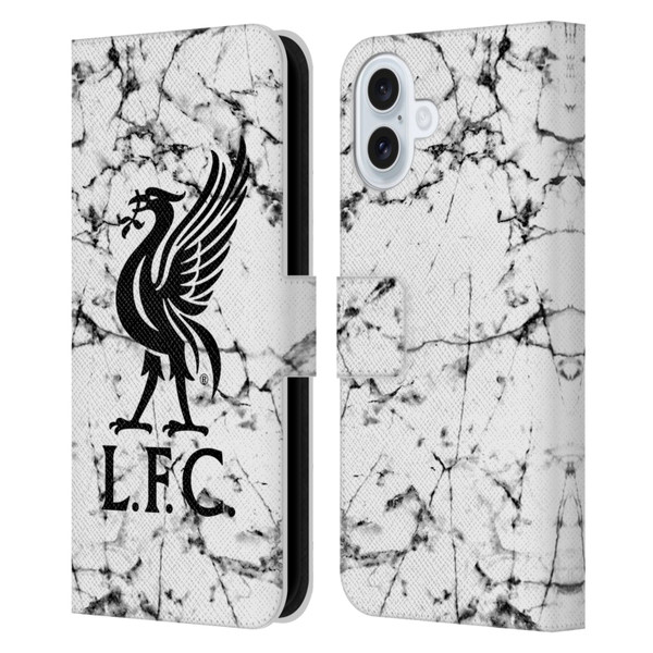 Liverpool Football Club Marble Black Liver Bird Leather Book Wallet Case Cover For Apple iPhone 16 Plus