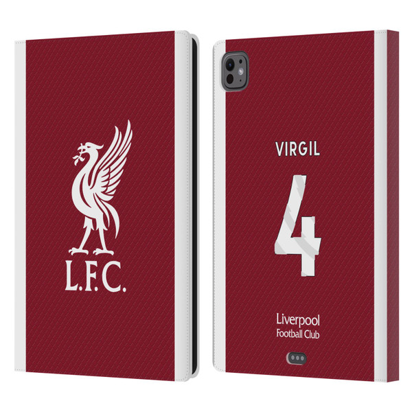 Liverpool Football Club 2023/24 Players Home Kit Virgil van Dijk Leather Book Wallet Case Cover For Apple iPad Pro 11 M4 2024