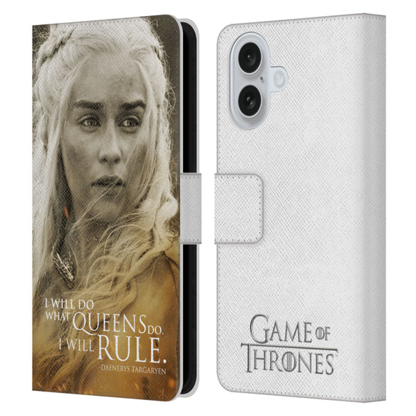HBO Game of Thrones Character Portraits Daenerys Targaryen Leather Book Wallet Case Cover For Apple iPhone 16