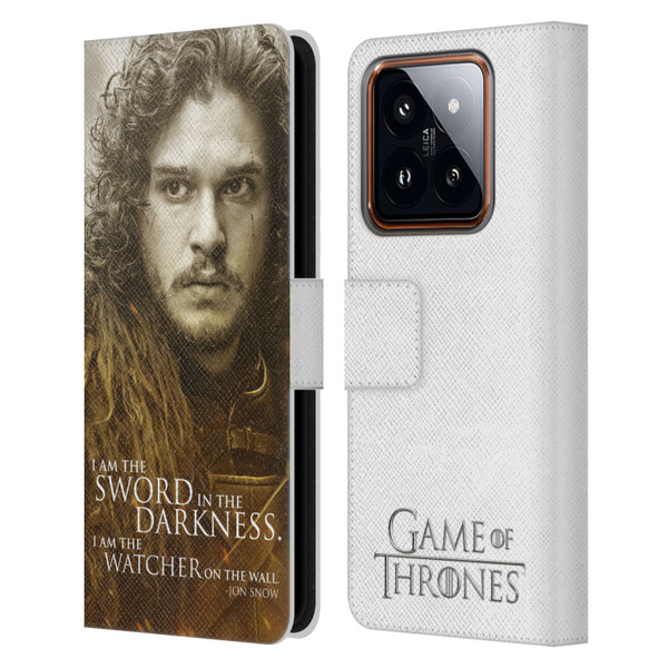 HBO Game of Thrones Character Portraits Jon Snow Leather Book Wallet Case Cover For Xiaomi 14