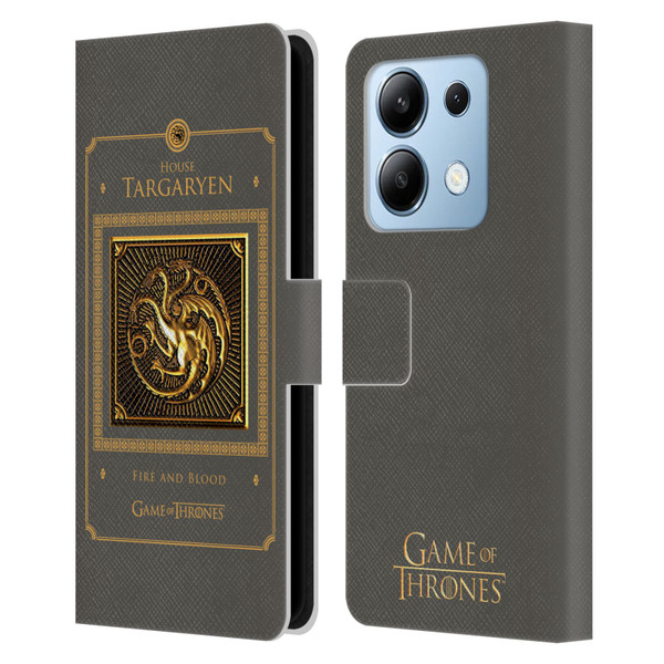 HBO Game of Thrones Golden Sigils Targaryen Border Leather Book Wallet Case Cover For Xiaomi Redmi Note 13/13 Pro 5G