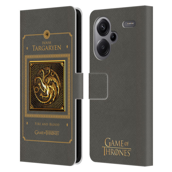 HBO Game of Thrones Golden Sigils Targaryen Border Leather Book Wallet Case Cover For Xiaomi Redmi Note 13 Pro Plus 5G